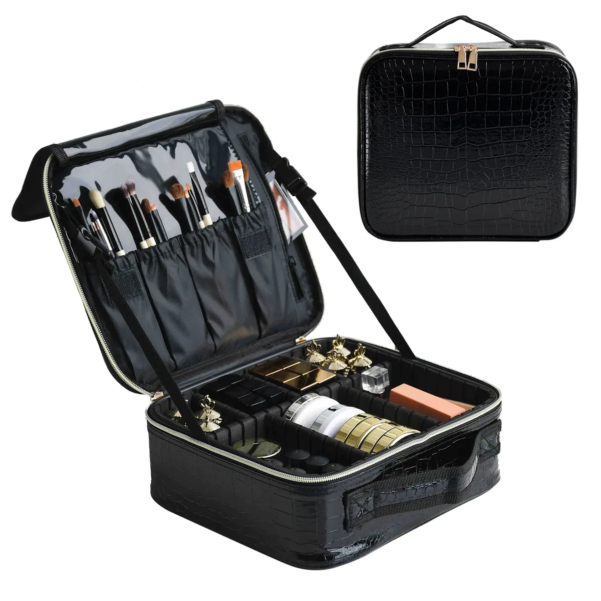 sac à cosmétiques motif crocodile, étui de rangement de voyage portable, étui de maquillage multifonctionnel, partition, nouveau, 2021