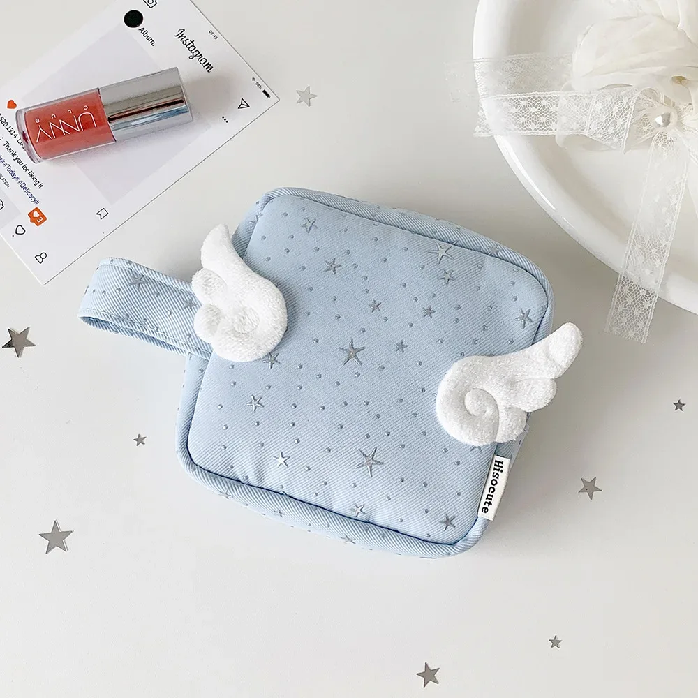 sac de rangement cosmétique portable multi-usage motif ange mignon, trousse de toilette, pochette de rangement pour rouge à lèvres et maquillage pour femmes, sac de voyage à main