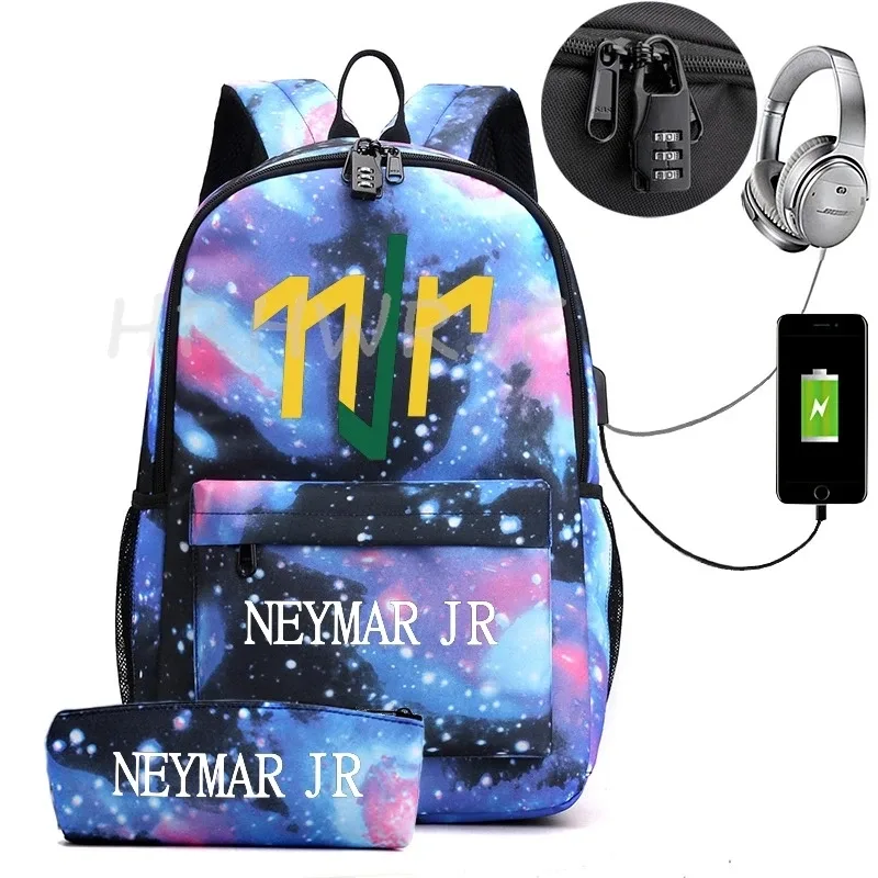 sac à dos neymar imprimé usb pour adolescents, sac à bandoulière pour ordinateur portable, sac à dos à la mode pour filles et garçons, sacs à dos pour lycée, mochilas de voyage