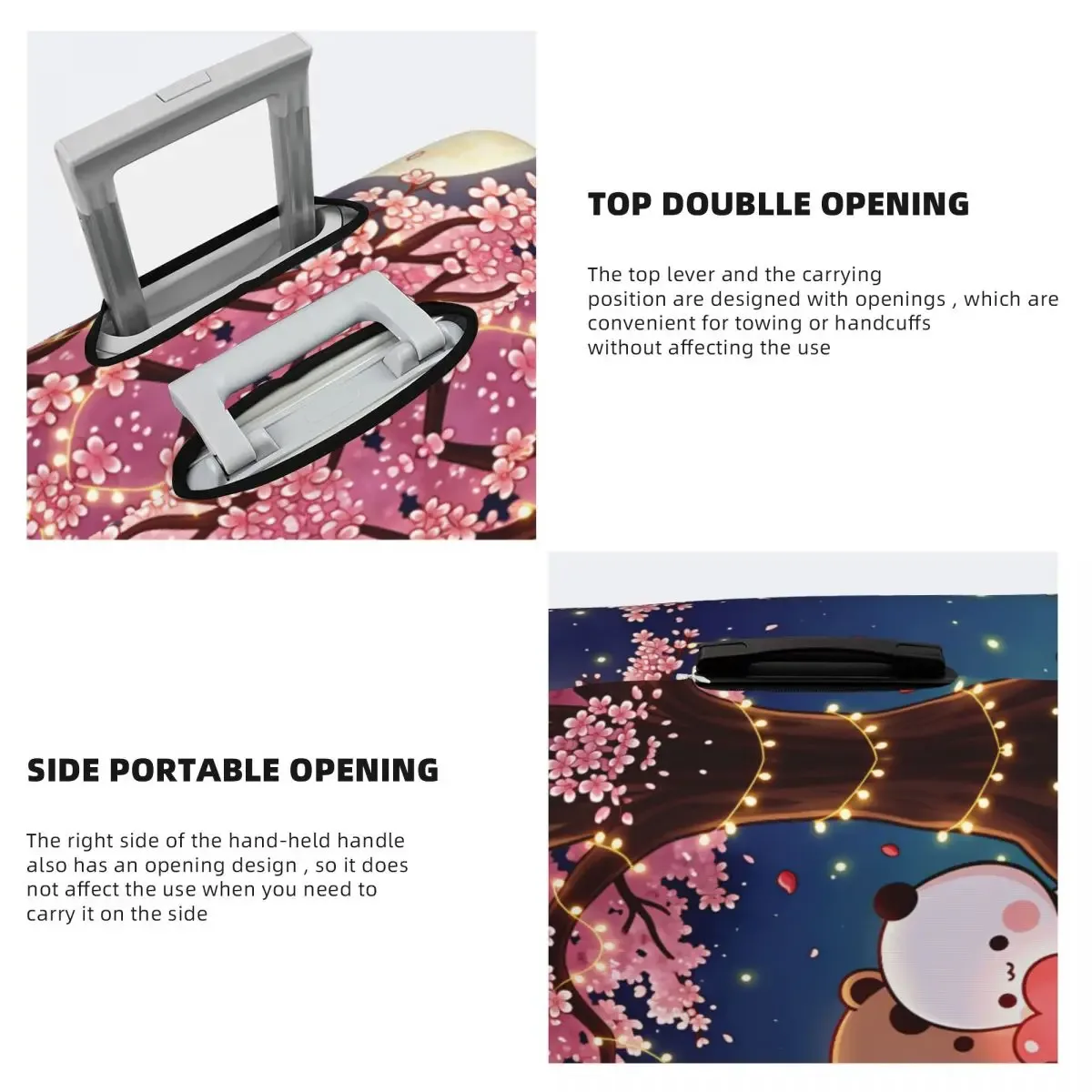 housse de valise panda bears bubu et dudu, protection professionnelle pour les voyages, étui à bagages pratique