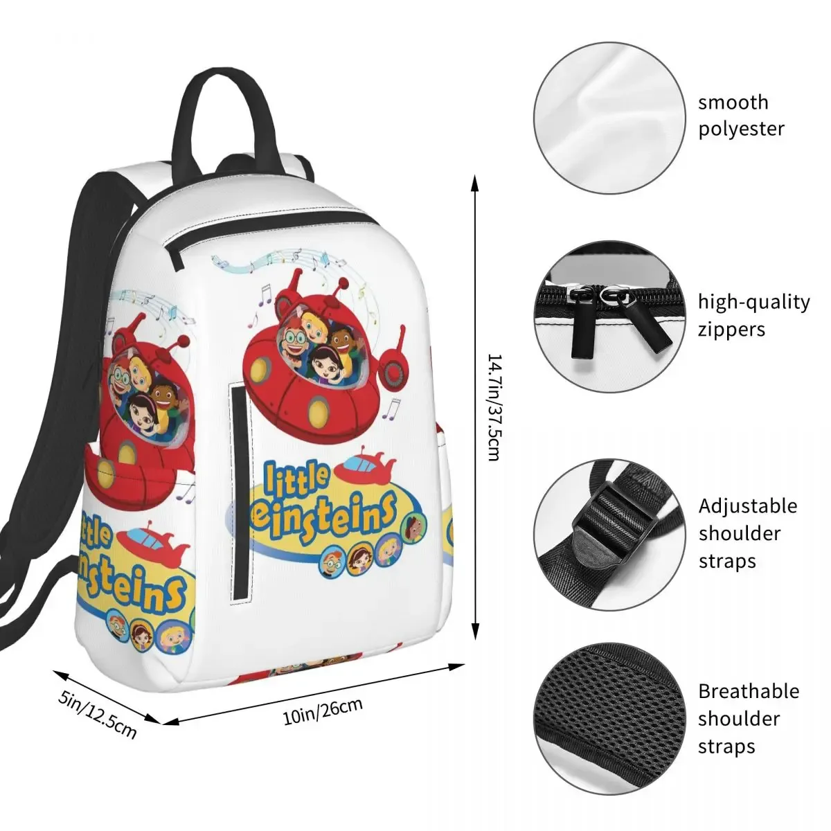 vêtements amusants little einsteins, sac à dos de voiture little einsteins, sac à dos de grande capacité pour enfants, sac d'école, sacs à bandoulière
