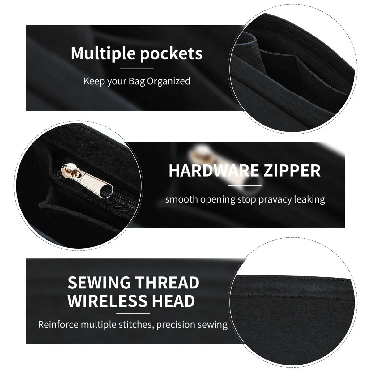 organisateur de sac, insert en feutre pour sac à main, insert portable pour maquillage et voyage, organisateur de sac à main, sac intérieur pour sac fourre-tout de grande taille