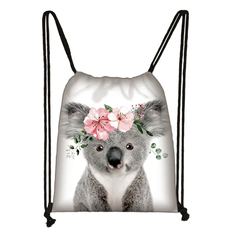 sac à cordon de serrage mignon animal koala femmes hommes mode sac de rangement panda/zèbre fille voyage loisirs sac à dos pliable