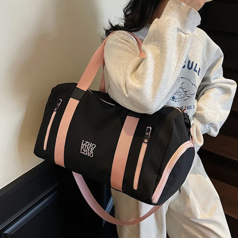 sacs de voyage tendance pour femmes, grande capacité, sac de sport pour hommes, sac de voyage imperméable pour le week-end, sac messager pour femme, compartiment sec et humide