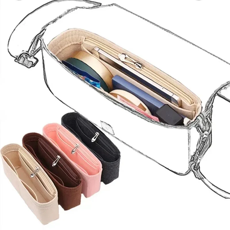 1/2 pièces à la mode feutre insérer sac organisateur maquillage organisateurs doublure parfait pour la marque femmes sacs à main sacs à cosmétiques sac accessoires