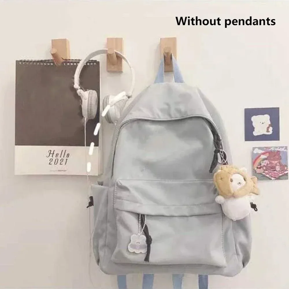 sac à dos décontracté pour lycéens, couleur unie, grande capacité, cartable de voyage étanche pour filles