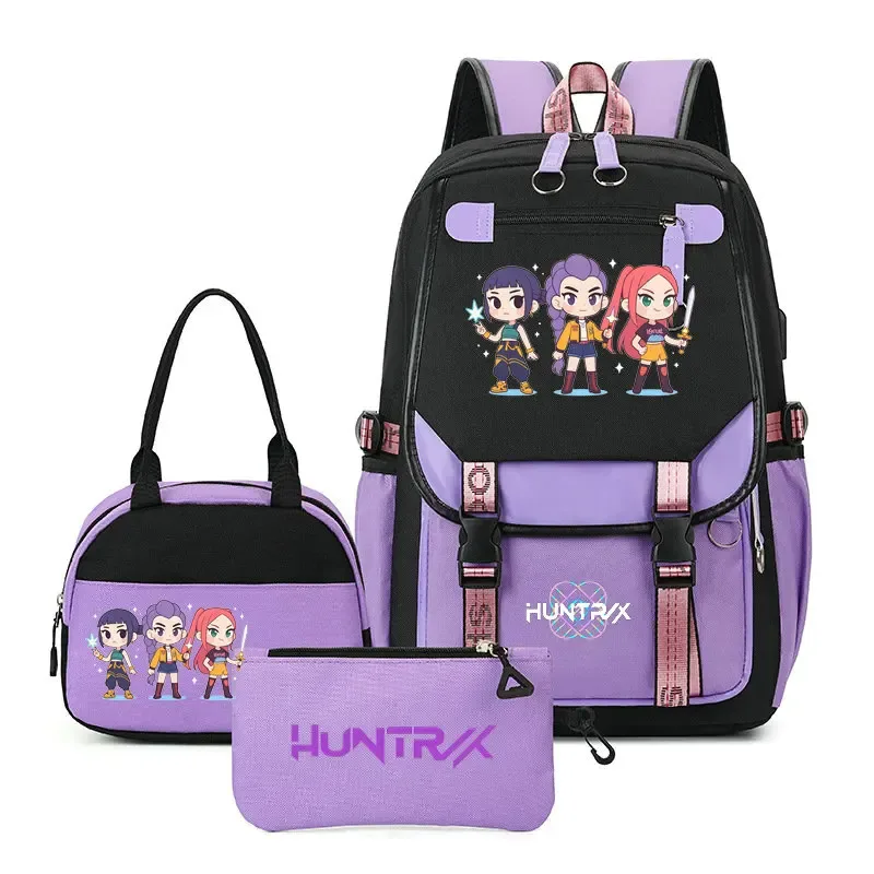 sacs à dos tendance k-pop demon hunters pour adolescentes, sacs à bandoulière, trousse à crayons, ensemble de sacs d'école pour étudiants, sac de voyage mochila