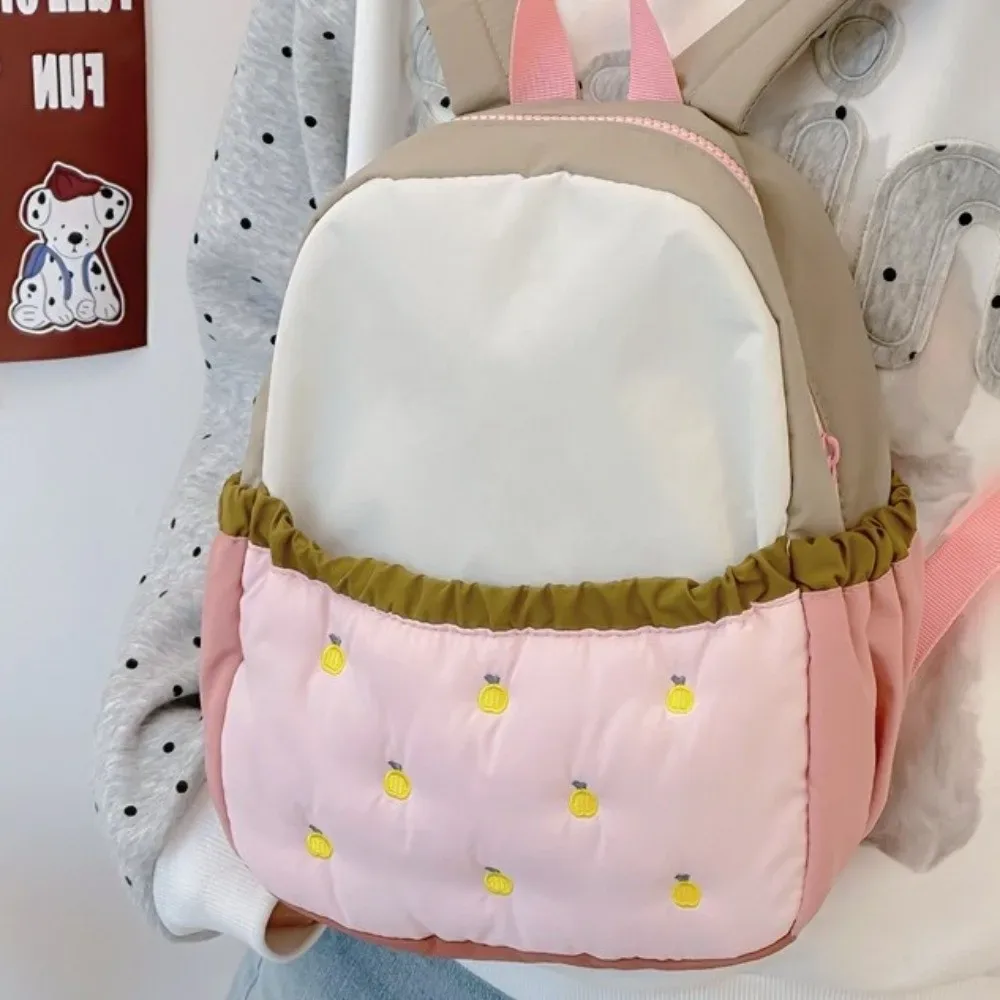sac à dos en nylon pour enfants, broderie de fruits, dessin animé, grande capacité, sac d'école en tissu pour étudiants et enfants