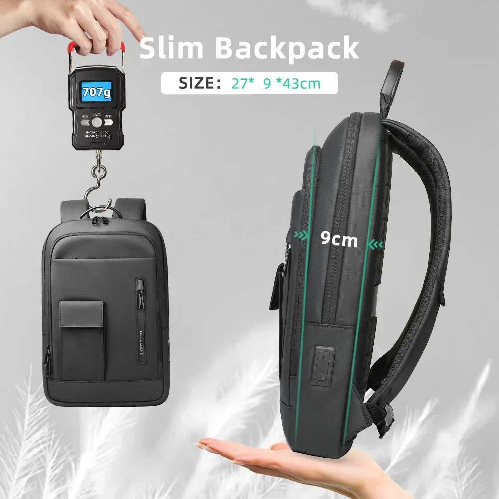ian slim-sac à dos pour ordinateur portable avec port usb pour homme, sac de travail léger pour collège, sac à dos de voyage, 15.6 en effet, affaires
