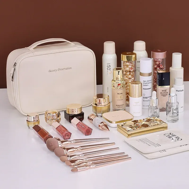 sac de rangement portable pour cosmétiques pour femmes, trousse de maquillage de luxe, grande capacité, essentiels de voyage, trousse de toilette, nouveau