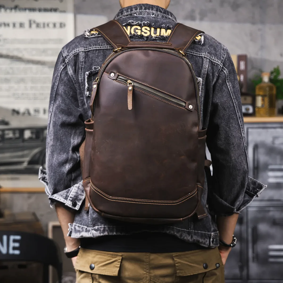 pndme – sac à dos vintage en cuir de vache crazy horse pour hommes, grande capacité, décontracté, design original, fait à la main, en cuir véritable, sac de voyage pour femmes