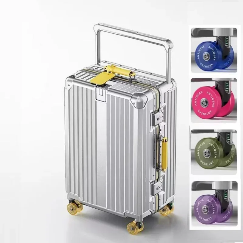 valise de chariot d'équilibre de voyage à guidon large avec roues silencieuses colorées serrure tsa bagage rou