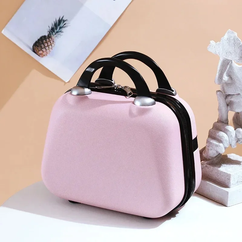 sac de maquillage de voyage pour femmes de 14 pouces, mini valise compacte en plastique abs, design uni, idéal pour un usage personnel