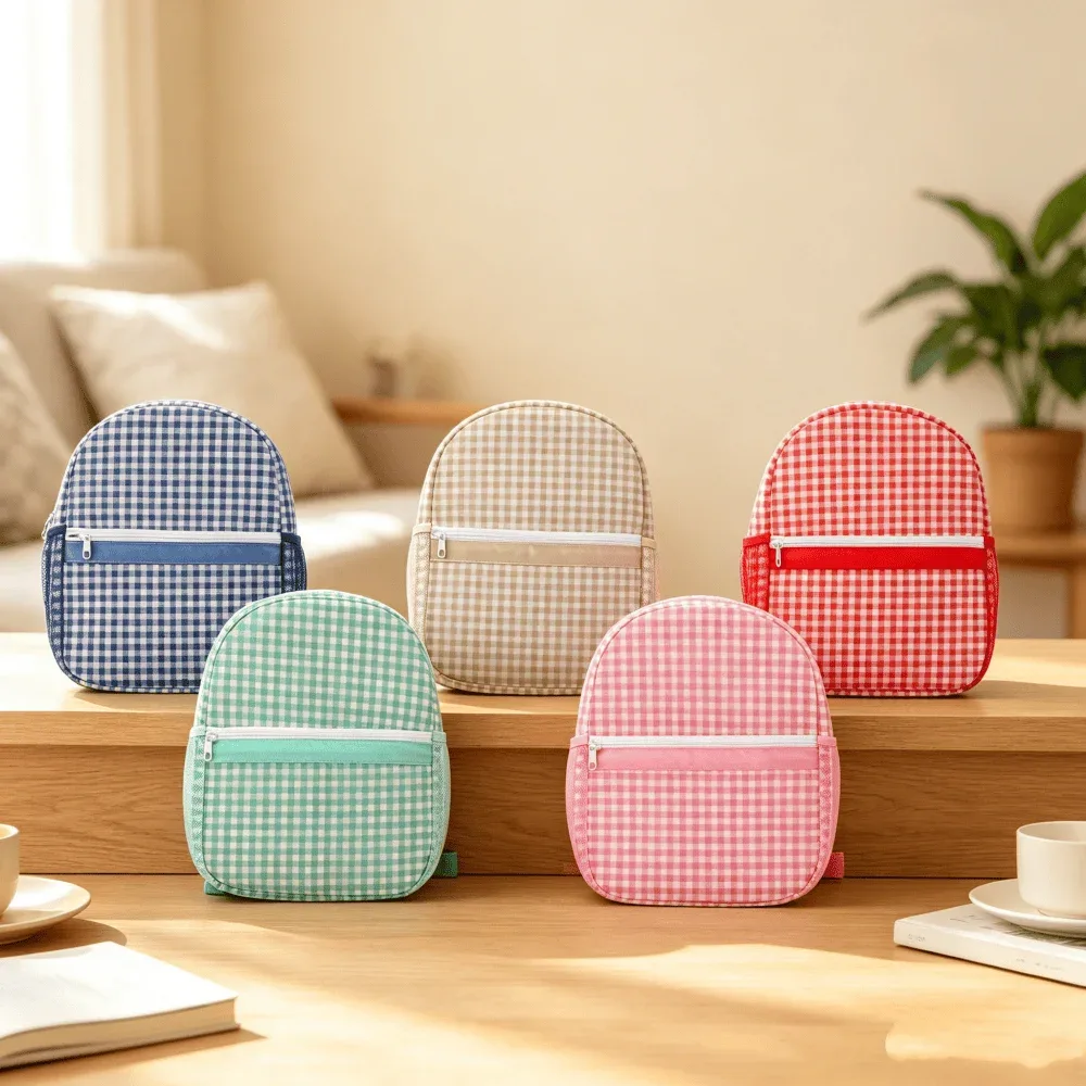 Sac à dos à carreaux pour enfants, sac à dos classique et mignon pour garçons, cadeau pour les filles qui vont à l'école, sac à dos mignon pour la maternelle
