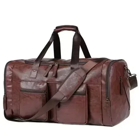 sacs à main de voyage en cuir pu rétro pour hommes d'affaires, sac à bagages de grande capacité, sac de sport pour hommes, sac de voyage initié en plein air