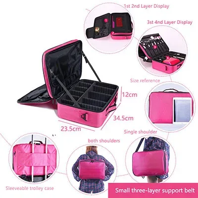 étui à pinceaux de maquillage, sacs de maquillage, valise de maquillage professionnelle complète pour femmes, vanité maleta maquillaje, boîte de rangement d'outils pour ongles
