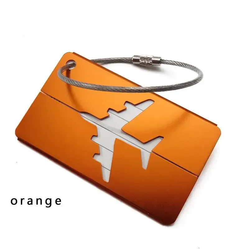 étiquette de bagage en aluminium durable, design antivol avec anneau en acier, pour identification de bagages et enregistrement à l'aéroport