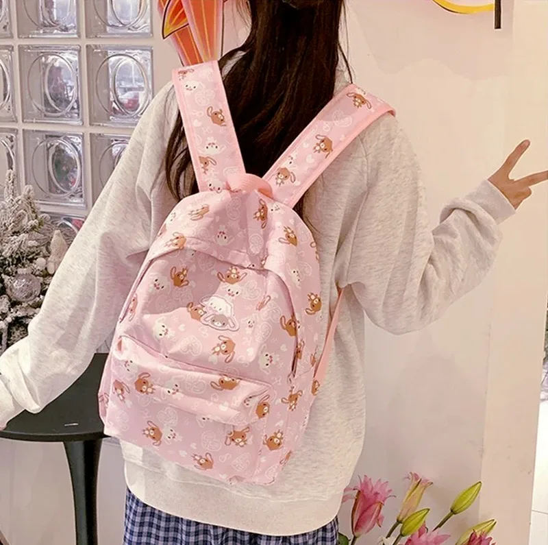 sac à dos sugarbunny cartoon bunny pour filles, sacs d'école kawaii, sac à dos rose, mignon