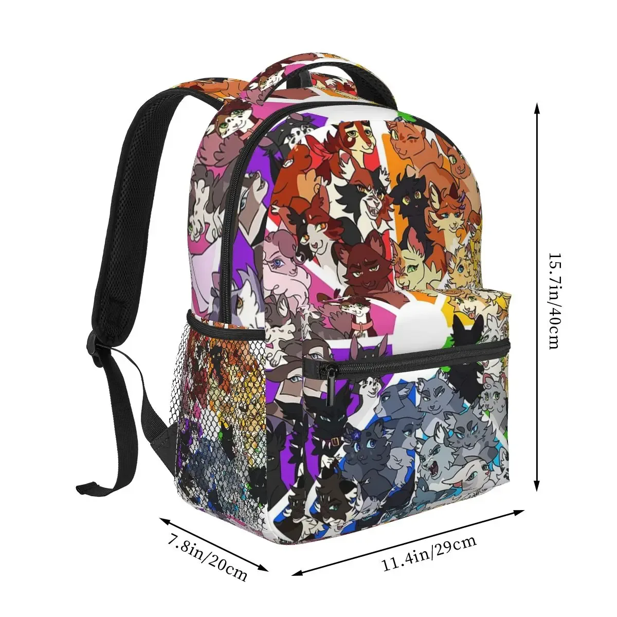 sac à dos scolaire warrior cats color wheel, sac de voyage et de randonnée pour garçons et filles, sac à dos tendance, sacs à bandoulière