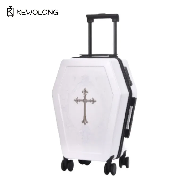 valise gothique en forme de cercueil, design unique, sac de voyage pour halloween, coffre rétro noir, valise sur le thème du vampire, bagage esthétique foncé