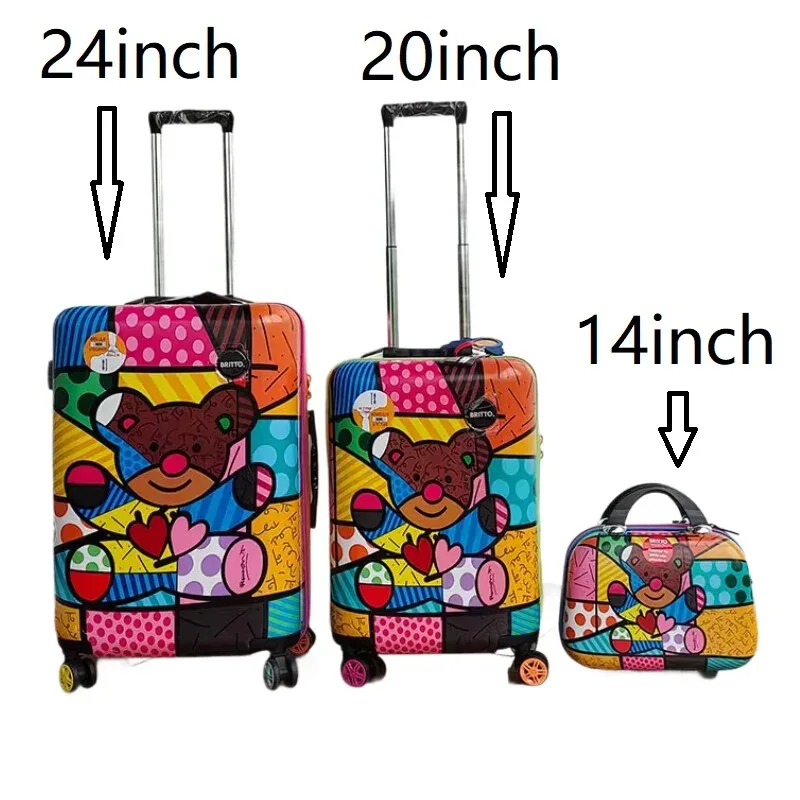 bagage léger pour femme avec motif cœur – roulettes pivotantes silencieuses, serrure tsa et boîte de maquillage, valise trolley élégante pour voyage