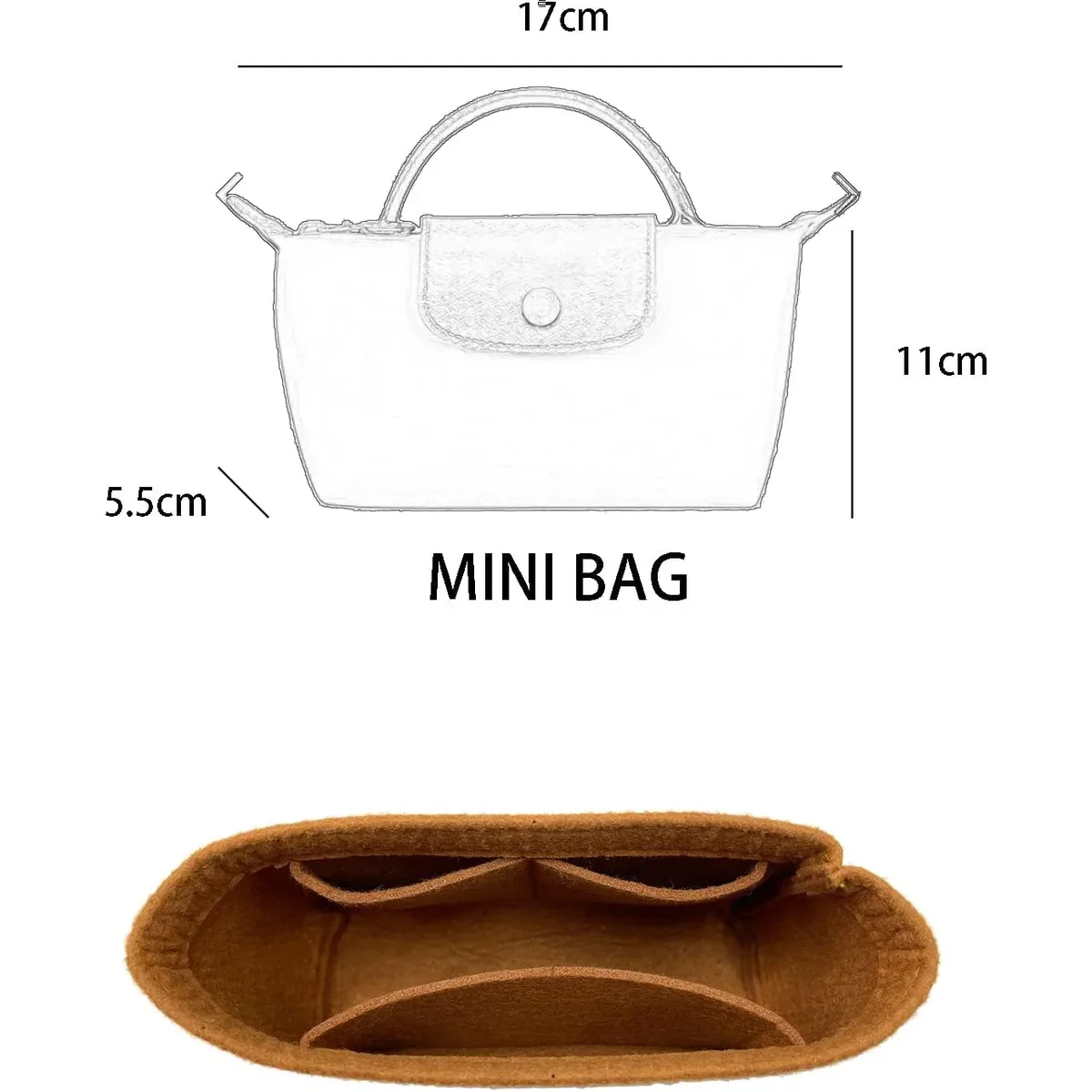 organisateur de sac pour longchamp mini sac de rangement et finition sac intérieur doublure sacs à main insérer organisateur adapté mini
