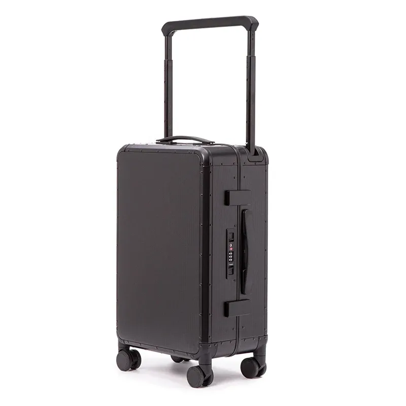 valise de voyage en aluminium avec poignée large, grande taille 24 pouces, valise en métal avec serrure tsa, bagage à main 20 pouces