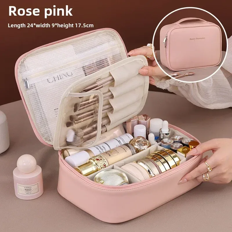 nouvelle trousse de toilette femme grande capacité, sac de maquillage portable de luxe pour voyage, pochette de rangement pour articles de toilette quotidiens