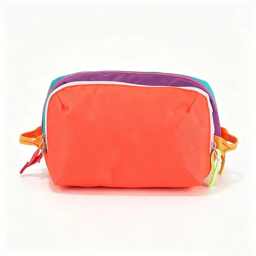 sac de toilette portable durable aux couleurs dopamine, multi-couches, grande capacité, multifonctionnel, sac de maquillage de voyage