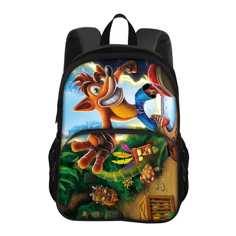 sac à dos rond crash bandicoot imprimé de dessins animés, nouvelle tendance, haute qualité, le meilleur compagnon scolaire pour les étudiants