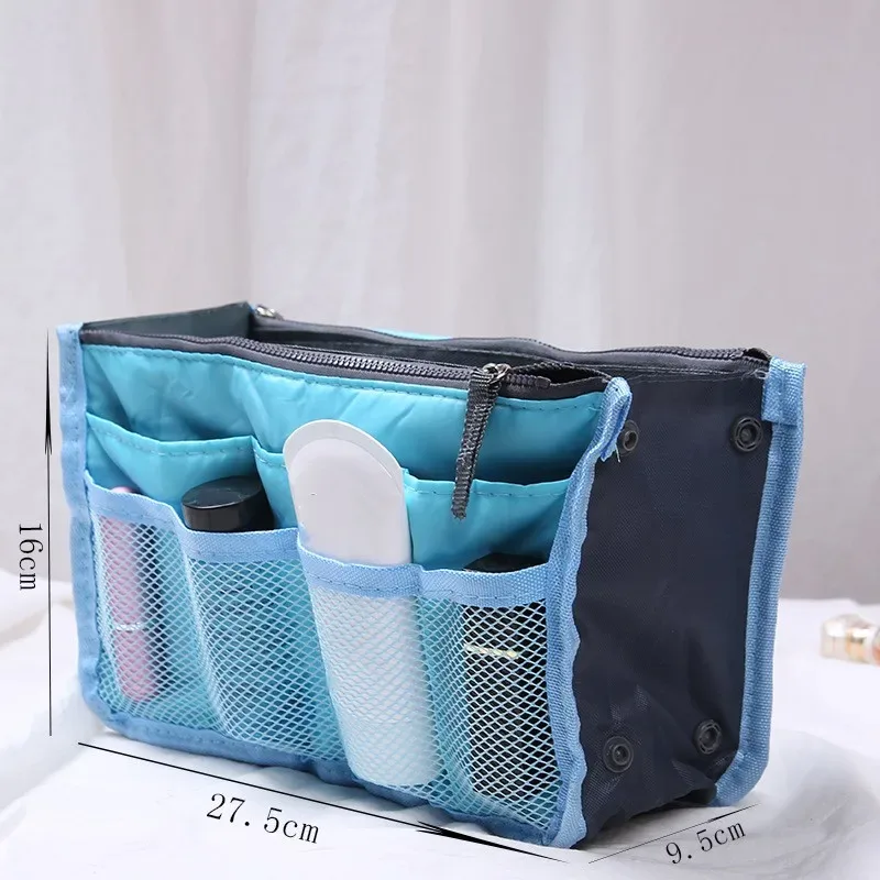 sacs à cosmétiques en nylon pour femmes, fourre-tout à double fermeture éclair, sac de maquillage, sac de rangement de produits de toilette, organisateur de maquillage de voyage en plein air pour filles