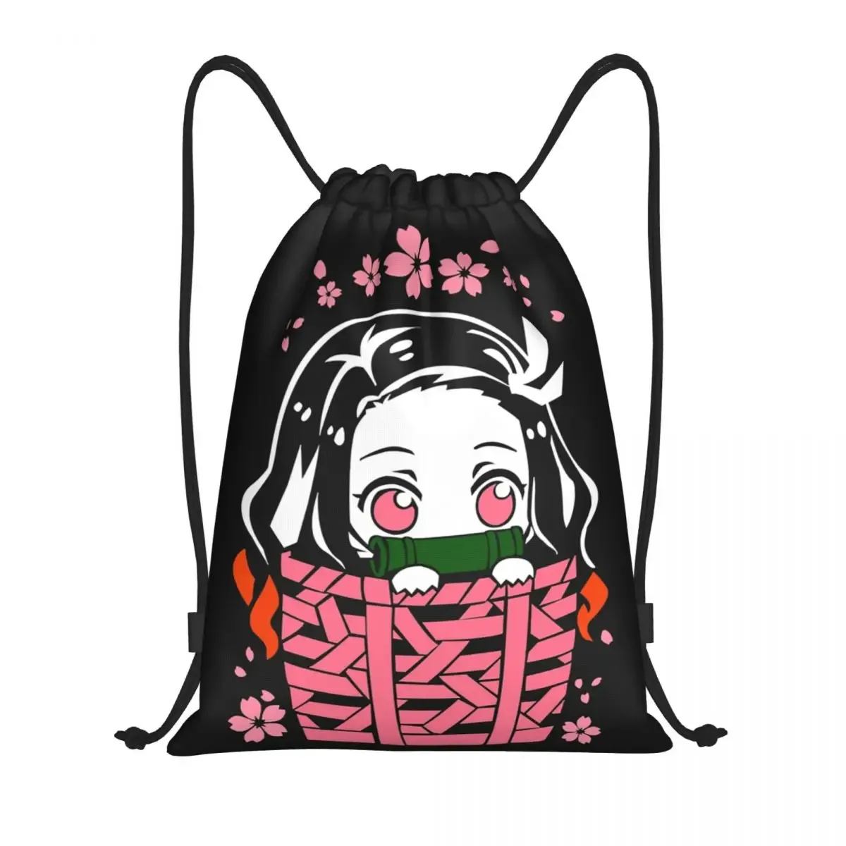sac à dos personnalisé kimetsu no yaiba nezuko avec cordon de serrage, sac de sport pour femmes, sac d'entraînement demon slayer anime manga