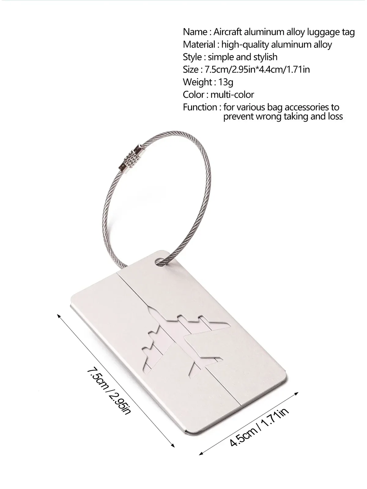 étiquette d'identification de voyage en aluminium de qualité supérieure, 1/10 pièces, durable, identification des bagages, porte-carte de visite, élégant, portable, sac d'étiquette de bagage