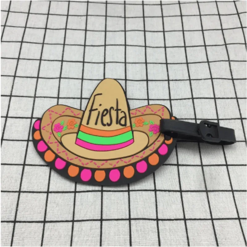 étiquette de bagage en silicone de dessin animé de fruits pour femmes/hommes, porte-adresse d'identification de valise, étiquette d'embarquement, accessoires de voyage portables