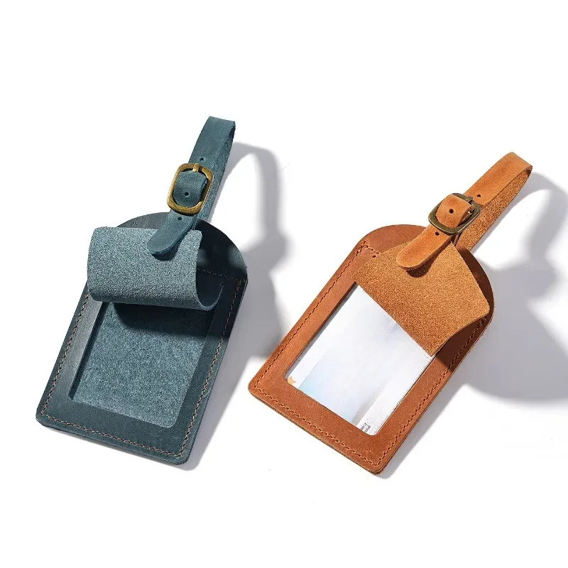 1 étiquette de bagage en cuir véritable pour femme et homme, accessoires de voyage, étiquettes de valise, étiquette nominative, d'adresse, pour bagages