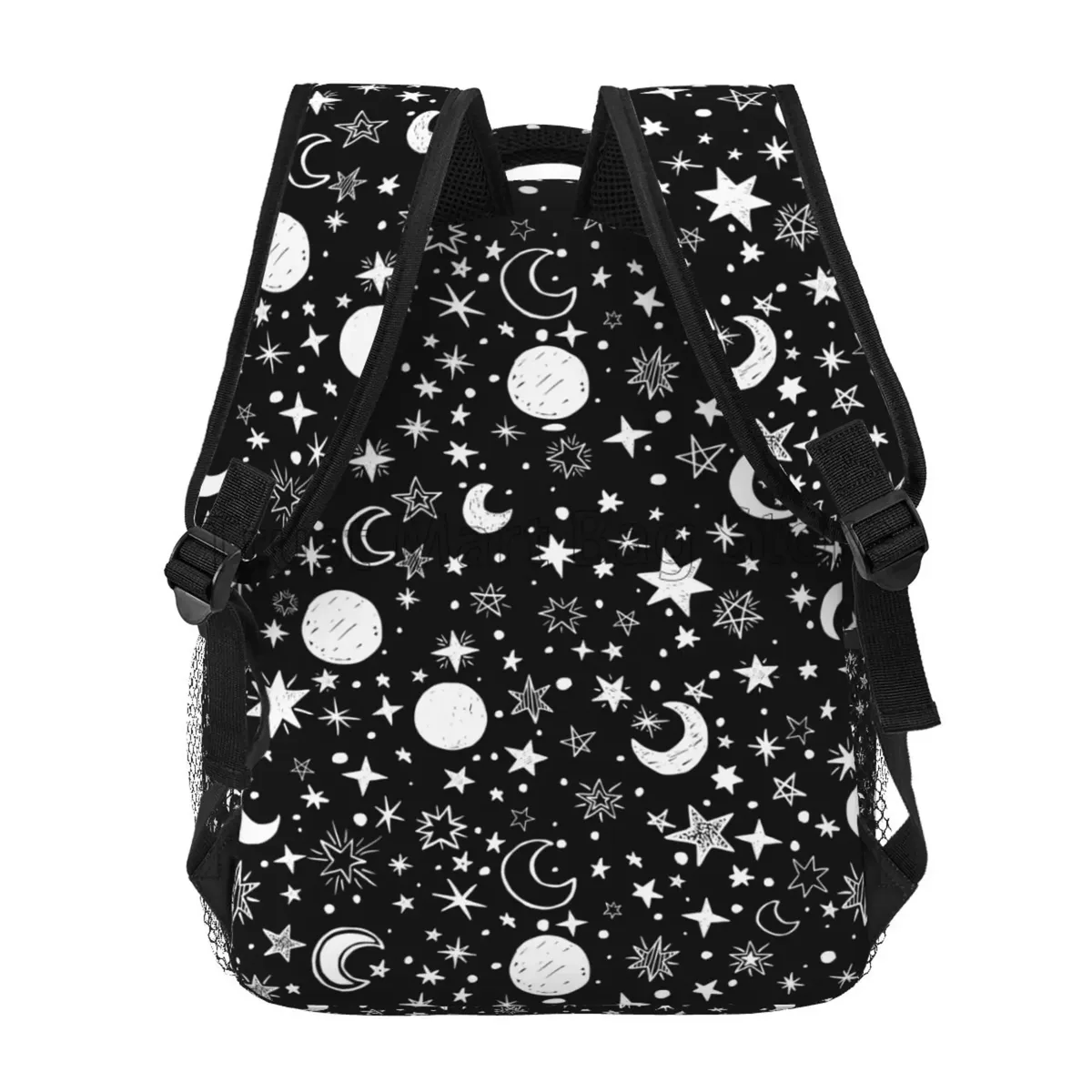 sac à dos pour ordinateur portable étoiles et lunes dessinées à la main pour garçons et filles, sac de livre scolaire, sac de jour de voyage, randonnée, camping, plusieurs poches