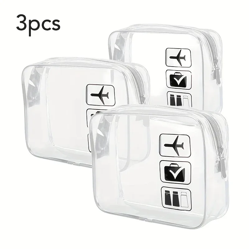 pochette à cosmétiques 3 pièces, sacs de toilette transparents, sac de toilette compatible avec la compagnie aérienne aéroport, trousse de toilette de voyage pratique fa