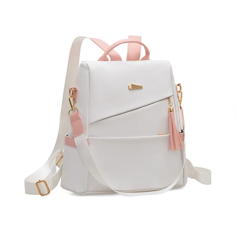 sac à dos à franges en pu, 1 pièce, noir et rose, grande capacité, sac de transport pour les trajets quotidiens