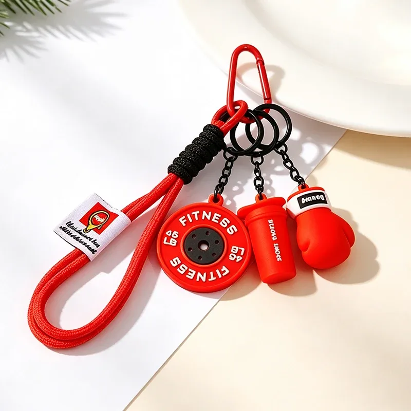 nouvel ensemble de porte-clés gants de boxe en pvc souple, porte-clés mignon, pendentif de sac à dos, cadeau souvenir pour les amateurs de sport