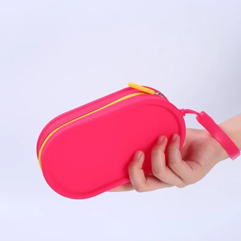 pochette de rangement en silicone, étanche, avec fermeture éclair, sac de maquillage 16,7 cm x 9,1 cm x 4,5 cm, grande capacité, pochette portable
