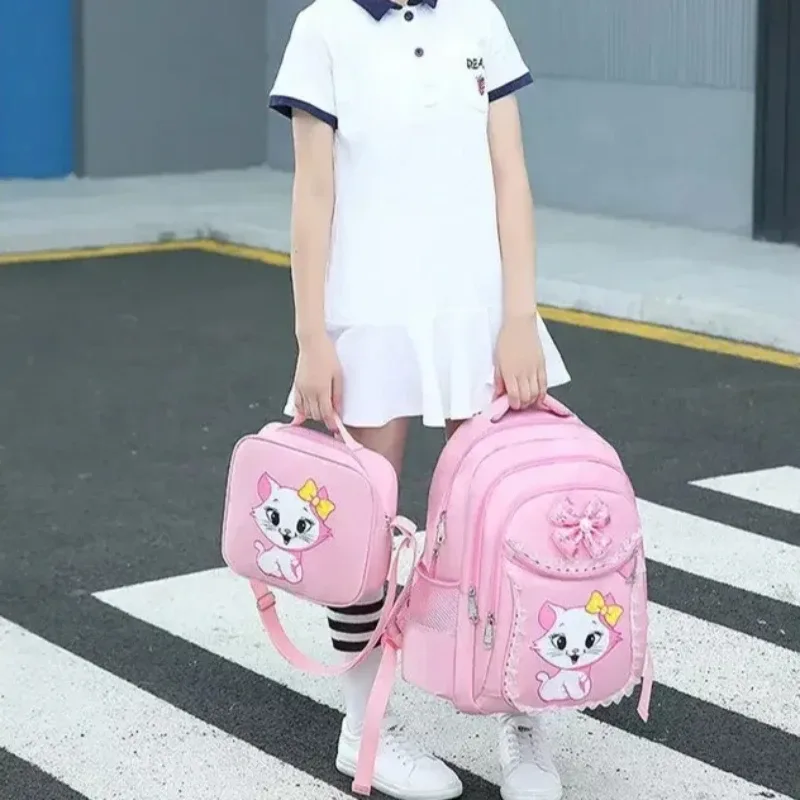 ensemble sac à dos enfant motif chat avec sac à déjeuner et trousse, sac d'école mignon pour filles et garçons