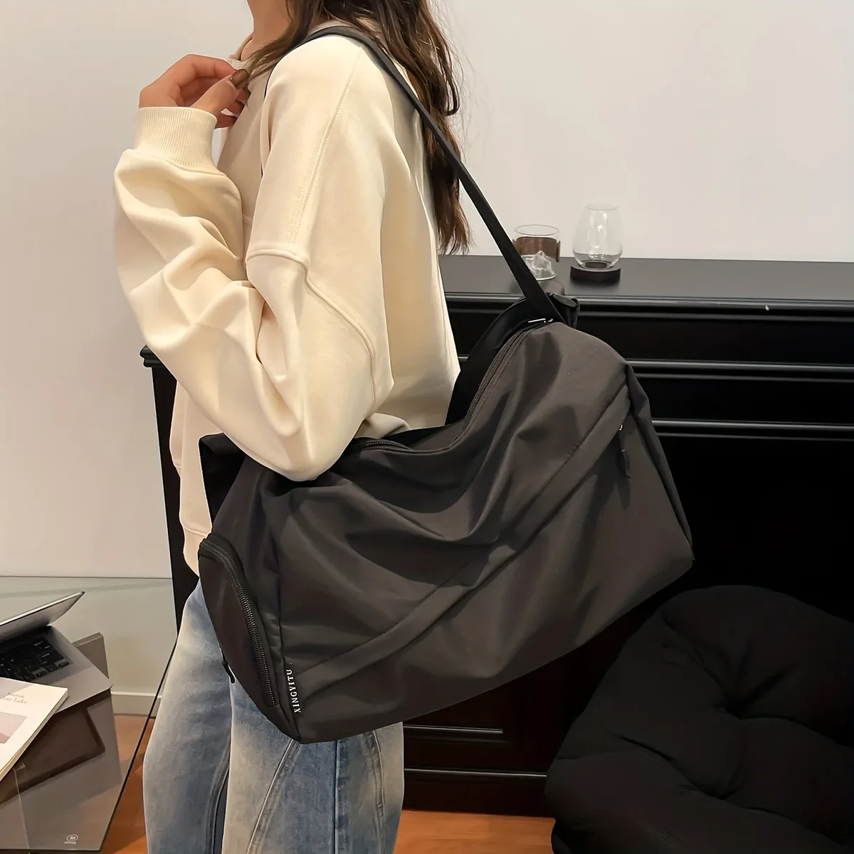 sac de sport léger et de voyage pour hommes et femmes, 1 pièce, sac de sport compact en nylon oxford pour la natation, le yoga et les voyages courts