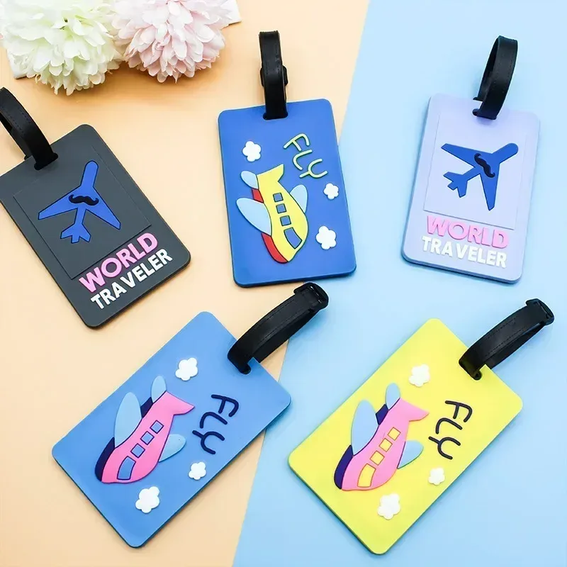étiquette d'identification de valise anti-perte en silicone, motif de fruits de dessin animé, étiquettes d'identification de nom, étiquette de bagage, étui de voyage