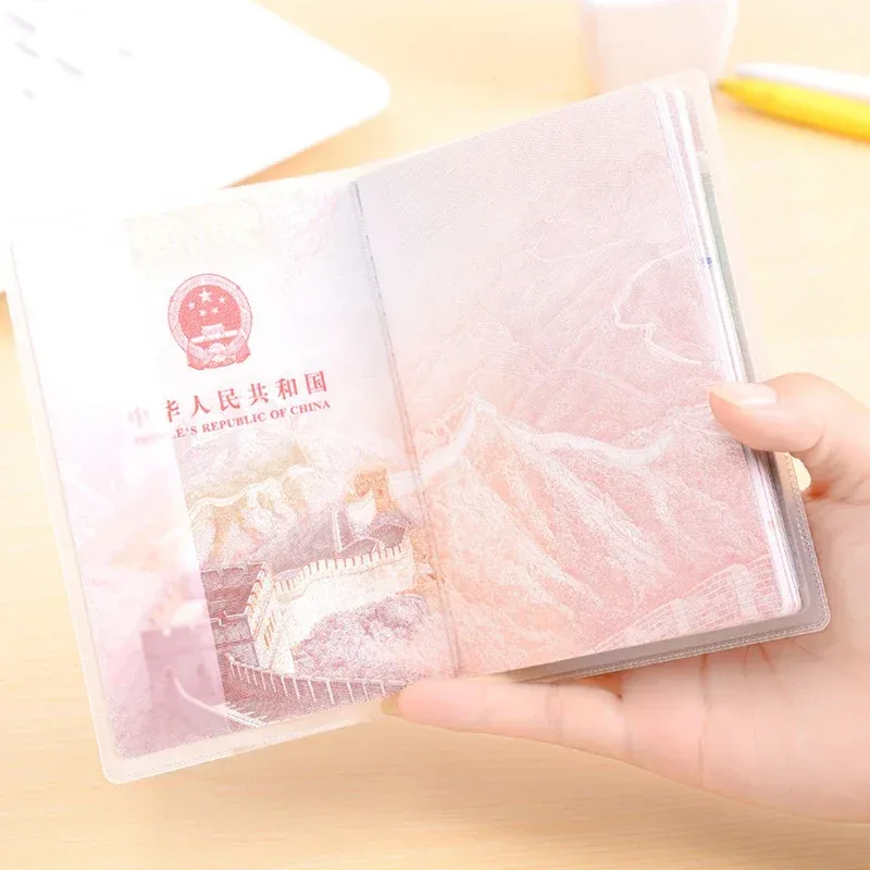 pochette de passeport transparente en pvc givré, imperméable, anti-poussière, durable, protection des documents, voyage, voyage d'affaires, utilisation quotidienne en extérieur