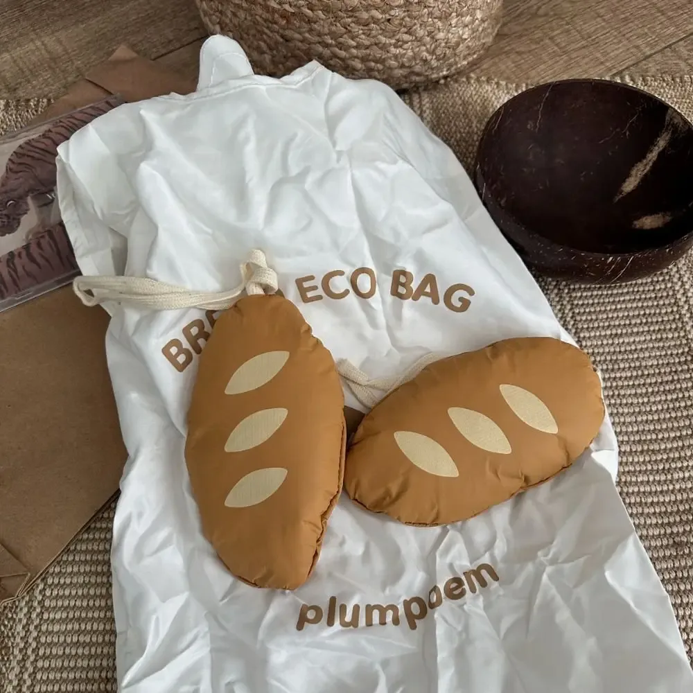 sac de courses pliable en nylon créatif, motif pain français, sacs de rangement réutilisables, sac écologique de dessin animé, sac fourre-tout imperméable, sac à bandoulière pour femme
