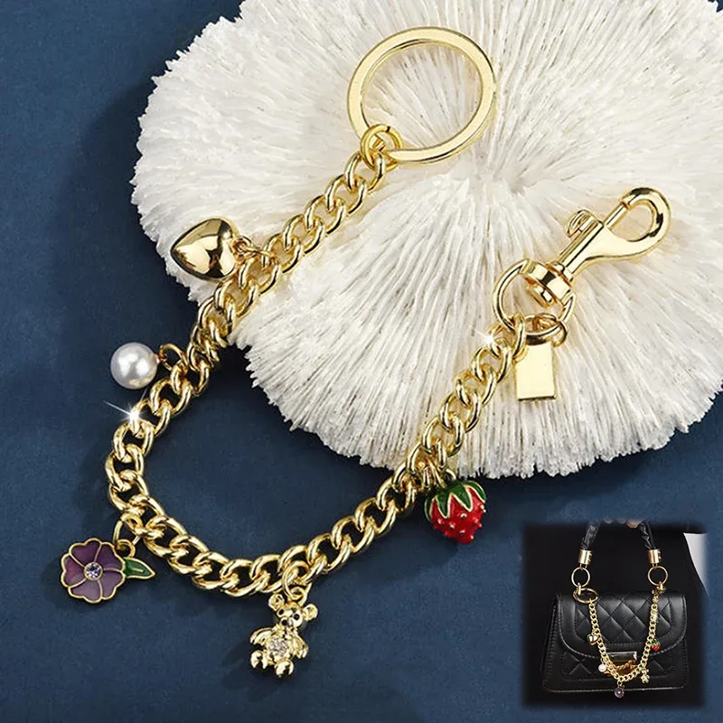 sac à pendentif ours arc-en-ciel, chaîne de sac, portefeuille en métal décoré, accessoires pour sacs à main, fourre-tout, sacs à bandoulière et sacs à bandoulière
