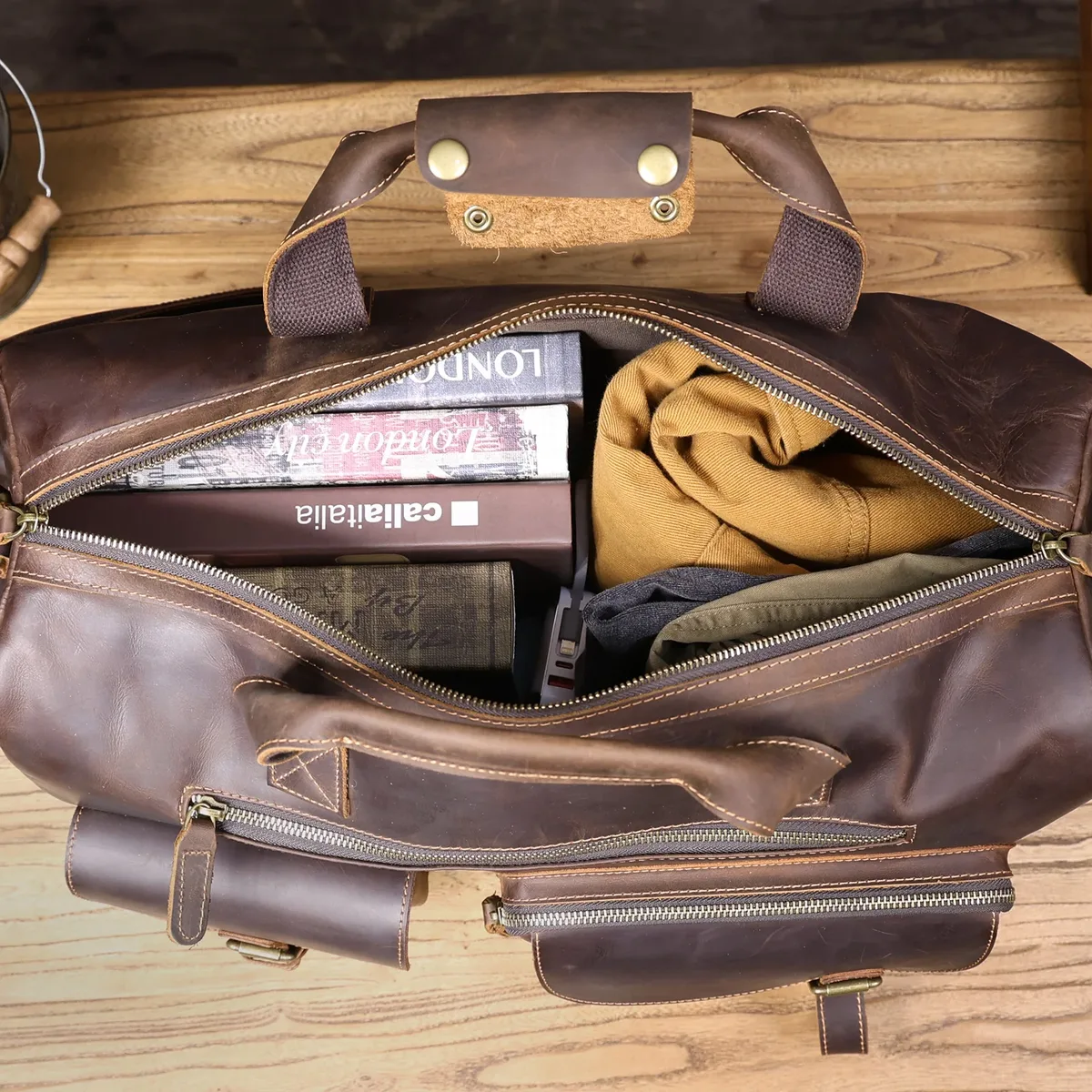 sac de voyage s.worker vintage en cuir pleine fleur, grande capacité, bagage à main, sac de week-end en cuir véritable