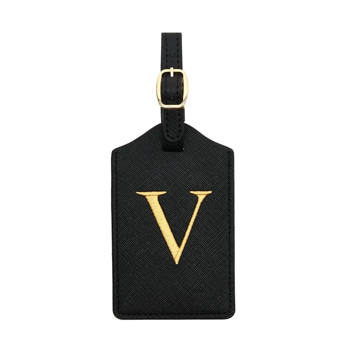 étiquette de bagage en cuir pu pour voyage-étiquette d'identification de valise durable avec couverture de confidentialité et fente pour carte nominative (a-z) liu
