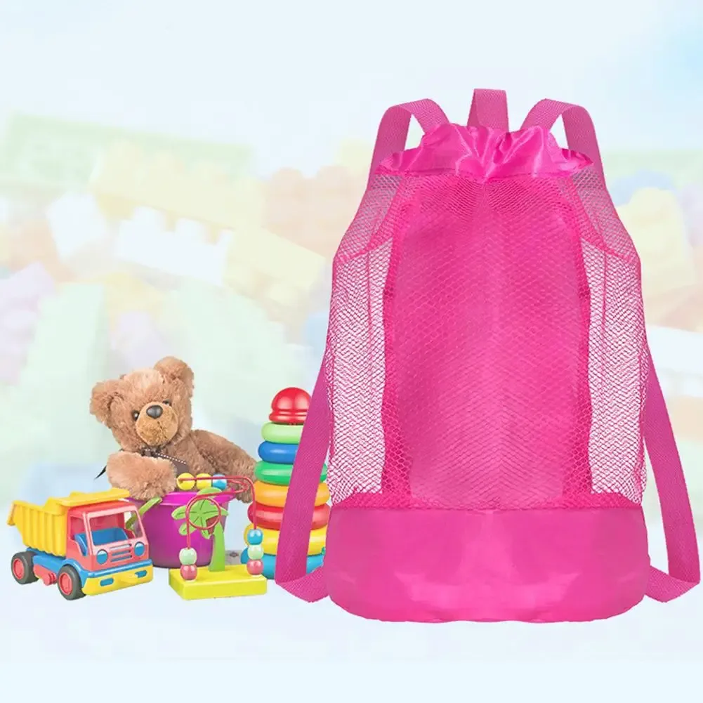 sac à dos en filet avec cordon de serrage, sac de plage en filet pour la natation, la plage, le stockage des jouets de piscine pour enfants, sac pour la collecte de coquillages