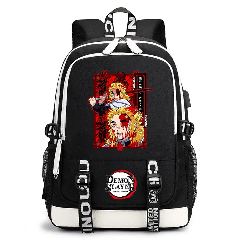 sac à dos demon slayer anime pour l'école, sac à dos léger avec port usb pour garçons, filles, enfants, étudiants